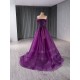 Strapless Purple Evening Dresses A Line Tulle Bride Wedding Photos Off Shoulder Women Prom Party Dress