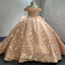 Sweetheart Blush Quinceanera Dresses Off the Shoulder Vestido De 15 Customised 3D Flowers Instagram Gowns