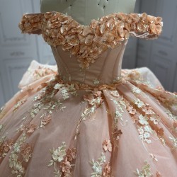 Sweetheart Blush Quinceanera Dresses Off the Shoulder Vestido De 15 Customised 3D Flowers Instagram Gowns