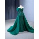 Sweetheart Emerald Green Prom Dress Women One Shoulder Floral Two In One Formal Evening Party Gowns