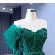 Sweetheart Emerald Green Prom Dress Women One Shoulder Floral Two In One Formal Evening Party Gowns