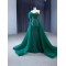 Sweetheart Emerald Green Prom Dress Women One Shoulder Floral Two In One Formal Evening Party Gowns