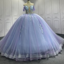 Sweetheart Lavender Quinceanera Dresses for Girls Appliques Off The Shoulder Ball Gown Vestidos De Baile Customised