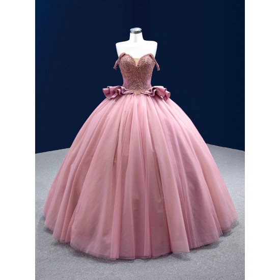 Sweetheart Mauve Quinceanera Dress Ball Gown Vestidos De XV Anos Strapless Cocktail Dresses