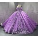 Sweetheart Neck Ball Gown Lilac Quinceanera Dresses for Girls Off the Shoulder Vestidos De 15 Anos With Bow