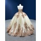 Sweetheart Neck Champagne Quinceanera Dresses Ballgown Corset Lace up Closure Vestidos De 15 With Detachable Sleeve