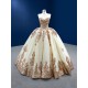 Sweetheart Neck Champagne Quinceanera Dresses Ballgown Corset Lace up Closure Vestidos De 15 With Detachable Sleeve