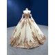 Sweetheart Neck Champagne Quinceanera Dresses Ballgown Corset Lace up Closure Vestidos De 15 With Detachable Sleeve