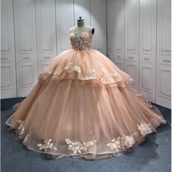 Sweetheart Neck Pink Quinceanera Dress Sleeveless Vestidos De 15 Anos Girls Ball Gown Sweet 16 Dresses