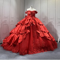 Sweetheart Neck Red Quinceanera Dresses for 15 Anos Off The Shoulder Ball Gown Tulle Floor Length Girl Women Dress