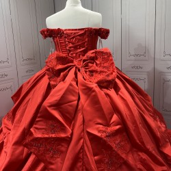 Sweetheart Neck Red Quinceanera Dresses for 15 Anos Off The Shoulder Ball Gown Tulle Floor Length Girl Women Dress