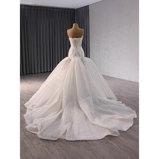 Sweetheart Neck Wedding Dresses 2024 Sexy Beading Bride Wedding Gowns Sleeveless Bridal Dresses Vestido De Noiva