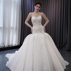 Sweetheart Neck Wedding Dresses 2024 Sexy Beading Bride Wedding Gowns Sleeveless Bridal Dresses Vestido De Noiva