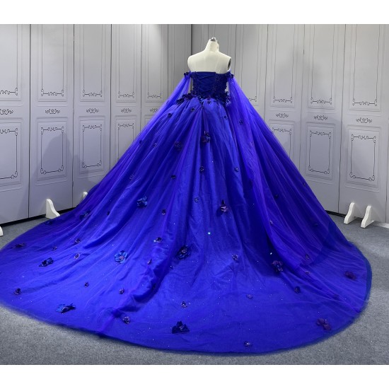 Sweetheart Purple Quinceanera Dresses for 15 Years Strapless 3D Flowers 15 Anos Vestido Customised