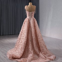 Sweetheart Rose Gold Prom Dresses Spaghetti Strap Women Formal Gowns Evening Party Dress Customized