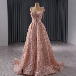 Sweetheart Rose Gold Prom Dresses Spaghetti Strap Women Formal Gowns Evening Party Dress Customized