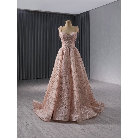 Sweetheart Rose Gold Prom Dresses Spaghetti Strap Women Formal Gowns Evening Party Dress Customized