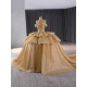 Tiered Ball Gown Gold Quinceanera Dress Sequin Birthday Sweet 16 Gown Off Shoulder Princess Vestido De 15 Anos