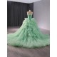 Tiered Ball Gown Sage Green Quinceanera Dress Sequins Sweet 16 Dress Princess Sleeveless Vestidos De XV 15 Anos