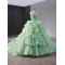 Tiered Ball Gown Sage Green Quinceanera Dress Sequins Sweet 16 Dress Princess Sleeveless Vestidos De XV 15 Anos