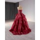 Tiered Burgundy Prom Dresses Appliques Lace Formal Evening Gowns Women Party Dress Customized