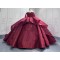 Tiered Burgundy Quinceanera Dresses Strapless Appliques Floor Length Vestidos De Baile Customised