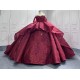 Tiered Burgundy Quinceanera Dresses Strapless Appliques Floor Length Vestidos De Baile Customised