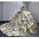 Tiered Champagne Quinceanera Dresses Off the shoulder Ball Gown 3D Flowers Vestidos De 15 Anos