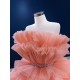 Tiered Coral Evening Dresses Ball Gown Long Formal Party Prom Gowns Sparkly Vestido De Fiesta