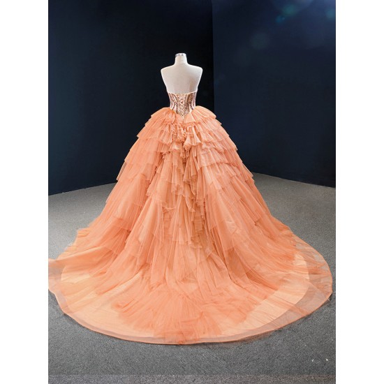 Tiered Orange Quinceanera Dress 2024 Cocktail Dresses Ball Gown Prom Dress Sweet 15 16 Dresses Sleeveless Party Gown Custom Made