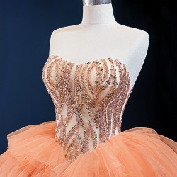 Tiered Orange Quinceanera Dress 2024 Cocktail Dresses Ball Gown Prom Dress Sweet 15 16 Dresses Sleeveless Party Gown Custom Made