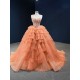 Tiered Orange Quinceanera Dress 2024 Cocktail Dresses Ball Gown Prom Dress Sweet 15 16 Dresses Sleeveless Party Gown Custom Made