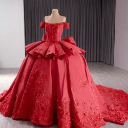 Tiered Red Ball Gown Quincenara Dreses 2024 Appliques Sweet 16 Dress Princess Lace Up Vestidos De 15 XV Anos WIth Bow