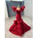 Tiered Red Mermaid Evening Dresses Elegant Formal Dubai Party Gowns Long Vestido De Gala