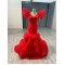 Tiered Red Mermaid Evening Dresses Elegant Formal Dubai Party Gowns Long Vestido De Gala