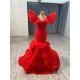 Tiered Red Mermaid Evening Dresses Elegant Formal Dubai Party Gowns Long Vestido De Gala