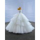 Tiered Wedding Dress Sleeveless Wedding Gown Backless Crystal Bridal Dress Robe De Mariee