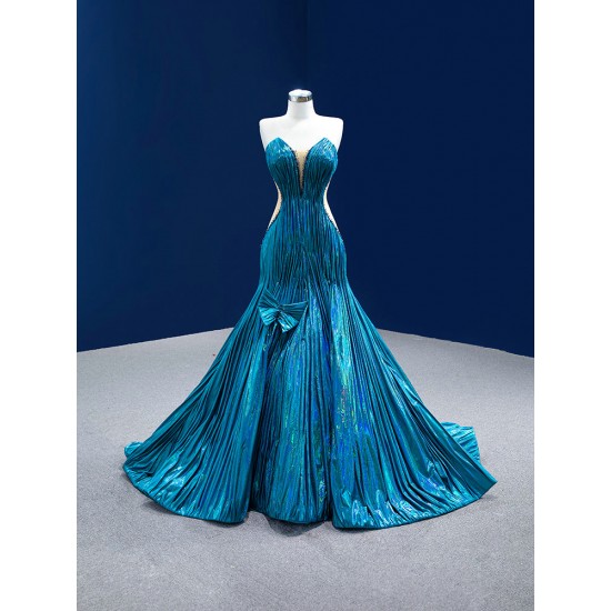 True Blue Prom Dresses For Women 2024 Formal Evening Gowns Vestidos De Fiesta Para Bodas With Detachable Train