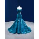 True Blue Prom Dresses For Women 2024 Formal Evening Gowns Vestidos De Fiesta Para Bodas With Detachable Train