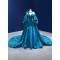 True Blue Prom Dresses For Women 2024 Formal Evening Gowns Vestidos De Fiesta Para Bodas With Detachable Train