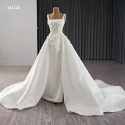 Two In One Mermaid Wedding Dresses Square Collar Bridal Gown 2024 Detachable Train Custom Made