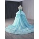 Two In One Cyan Blue Sequin Prom Dresses For Women 2024 Strapless Mermaid Long Formal Evening Party Gowns