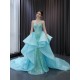 Two In One Cyan Blue Sequin Prom Dresses For Women 2024 Strapless Mermaid Long Formal Evening Party Gowns