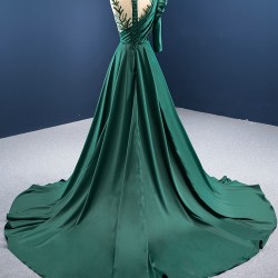 Two In One Green Women Prom Dresses Formal Occasion Wedding Party Dress Satin Evening Gowns