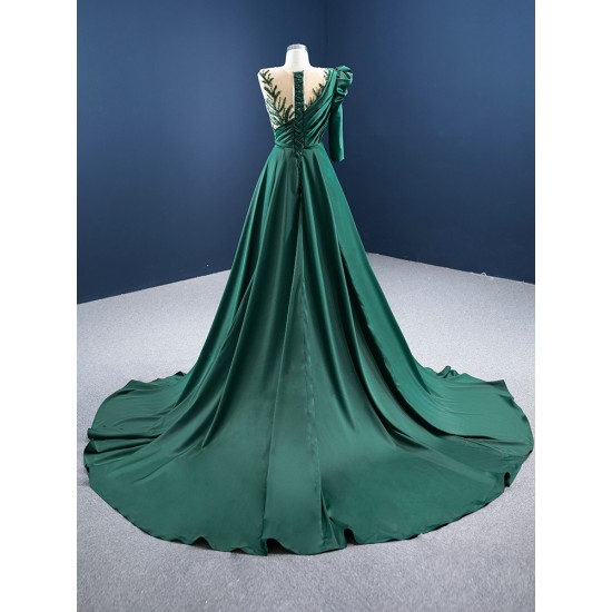 Two In One Green Women Prom Dresses Formal Occasion Wedding Party Dress Satin Evening Gowns