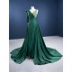 Two In One Green Women Prom Dresses Formal Occasion Wedding Party Dress Satin Evening Gowns