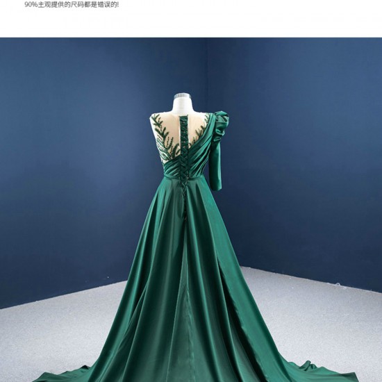 Two In One Green Women Prom Dresses Formal Occasion Wedding Party Dress Satin Evening Gowns