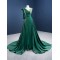 Two In One Green Women Prom Dresses Formal Occasion Wedding Party Dress Satin Evening Gowns