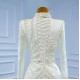 Two In One Mermaid High Neck Wedding Dress Lace Appliques Bridal Pleated Long Sleeves Gown Custom Made Vestido De Noiva