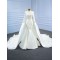 Two In One Mermaid High Neck Wedding Dress Lace Appliques Bridal Pleated Long Sleeves Gown Custom Made Vestido De Noiva